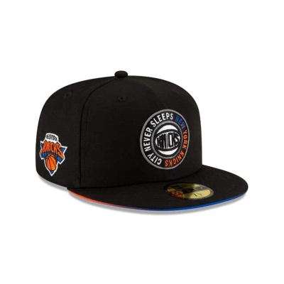 Blue New York Knicks Hat - New Era NBA City Edition 59FIFTY Fitted Caps USA2980371